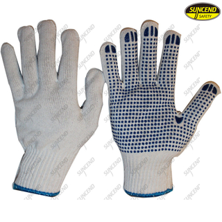 pvc dotted cotton working gloves knitted polycotton gloves