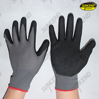 13g nylon liner sandy nitrile coated work gloves 