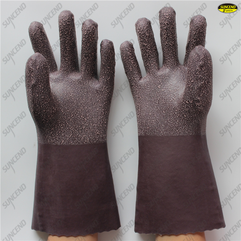 100% thick cotton liner rough anti slip nitrile double coated gloves