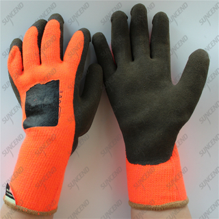 10g acrylic nappy liner half thumb latex coated foam work glove