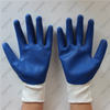 Seamless 13G nylon shell palm coated smooth blue latex work gloves