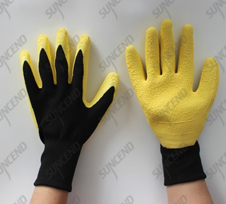 13G black polyester/nylon lining foam latex coating work gloves