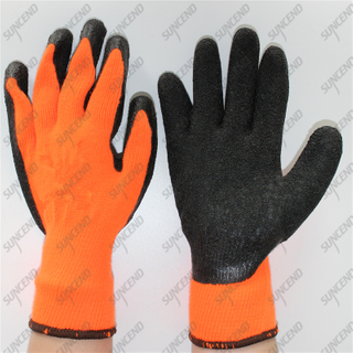 Industrial 10 Gauge Polycotton Grey Crinkle Latex Coated Safety Gloves