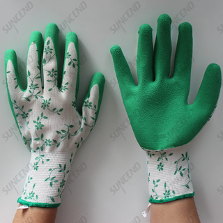 Light Weight Latex Palm Dipped Foam Finish Hand Gloves with Polyester/nylon Liner