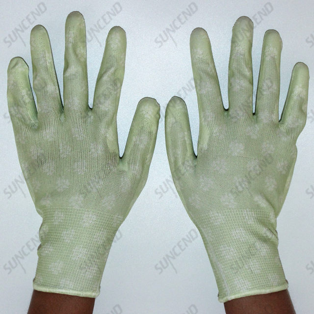 Inspection Work Use PU Dipped Colorful Nylon/opolyester Liner Work Gloves