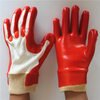 Special coating double smooth red PVC gloves with knit wris