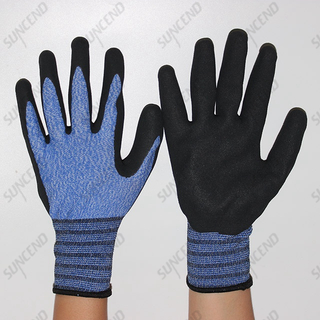 Sandy Nitrile Coated Work Gloves with Polyester/nylon Liner