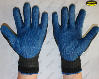 Soft rubber coated polycotton liner industrial gloves