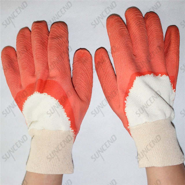 13 Gauge Polyester Full Coated Pink Corrugated Latex Gloves