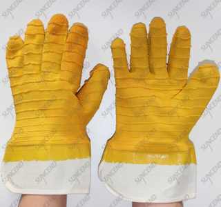 Jersey cotton cuff anti slip big crinkle latex gristle gloves
