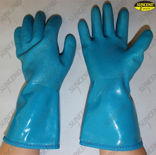 Manufacturer sandy finish pvc coated warm hand gloves