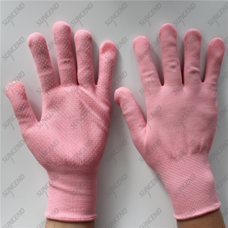 15 gauge pink nylon liner single palm gloves