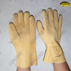 Light yellow latex fully dipped work gloves with crinkle finish
