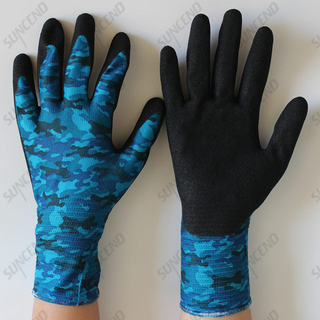 13G Nylon/polyester Liner Sandy Nitrile Coated Work Gloves