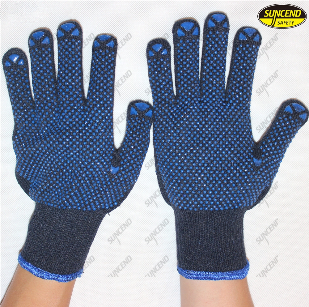 Single Side PVC Dotted Knitted Cotton Gloves