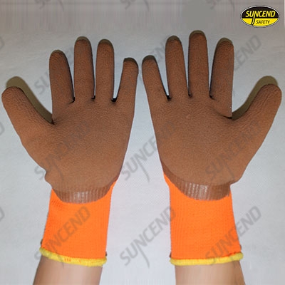 3/4 Latex rubber coated foam finish winter work gloves