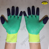 Foam latex coated gloves with finger double dipped