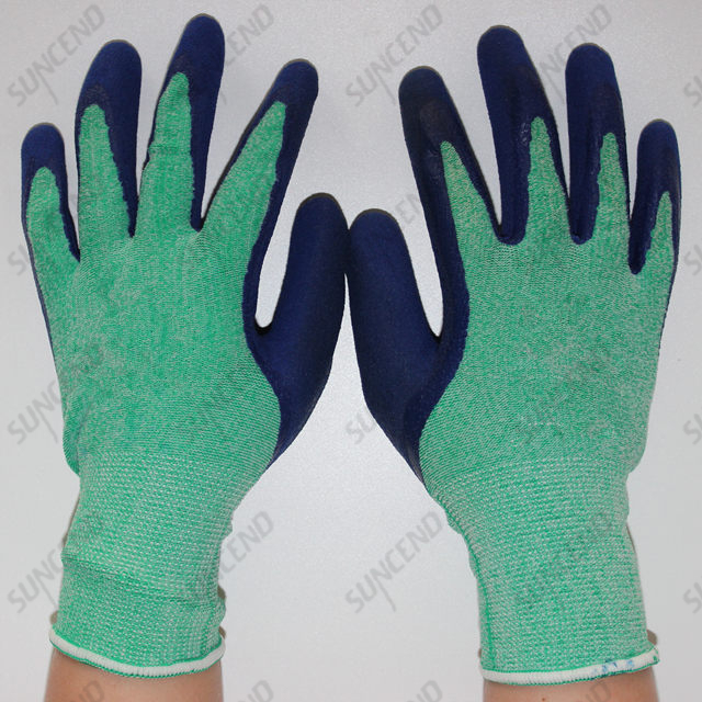 13 gauge polyester thumb full coated breathable anti oil foam nitrile gloves