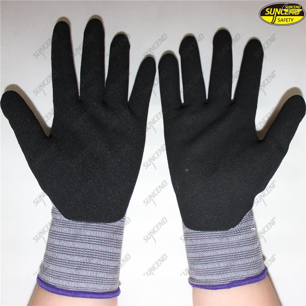 Knitted cotton nitrile sandy coated hand working gloves