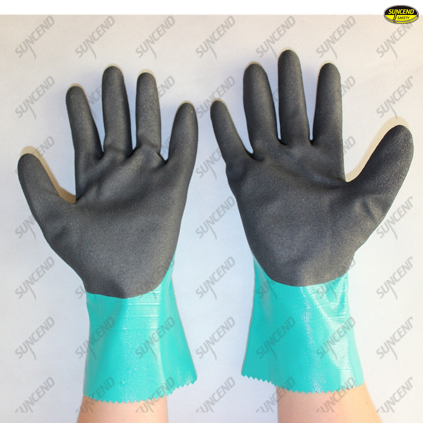 Long cuff sandy nitrile coated nylon liner gloves