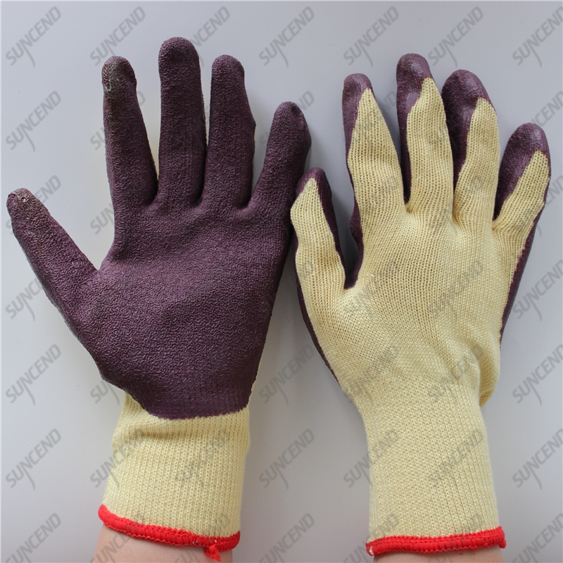 Industrial 10G polycotton anti slip grip crinkle latex work gloves