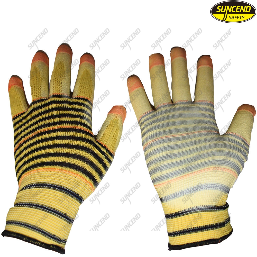 Nylon seamless knitted pu coated palm fit gloves