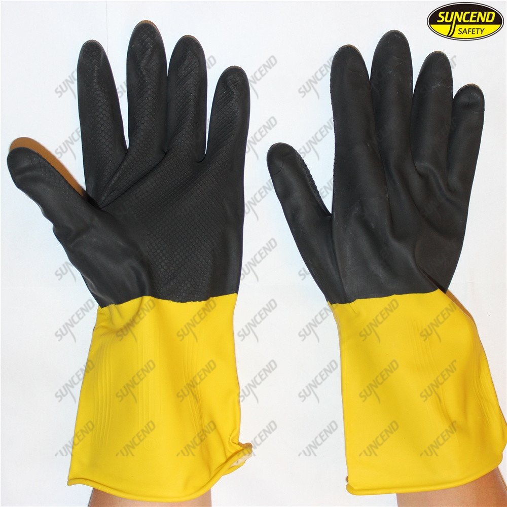 Flock waterproof antislip latex long household gloves
