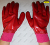 Factory price red pvc coated working gloves