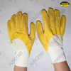 Jersey lined yellow latex 3/4 coated work gloves with crinkle finish