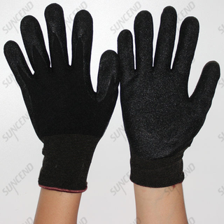 15G Nylon Liner Sandy Nitrile Coated Comfortable Work Gloves