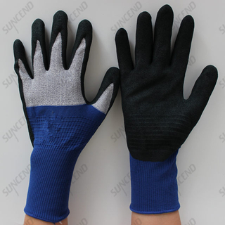 High Visible Sandy Nitrile Coated Work Gloves