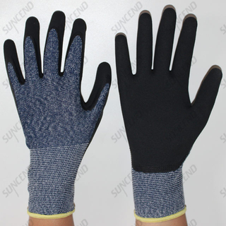 China Factory Best Seller High Elastic Wire Sandy Nitrile Work Gloves