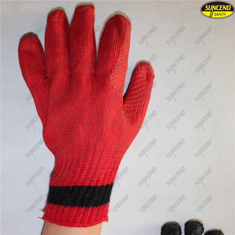 Polycotton liner soft rubber coated safety working gloves