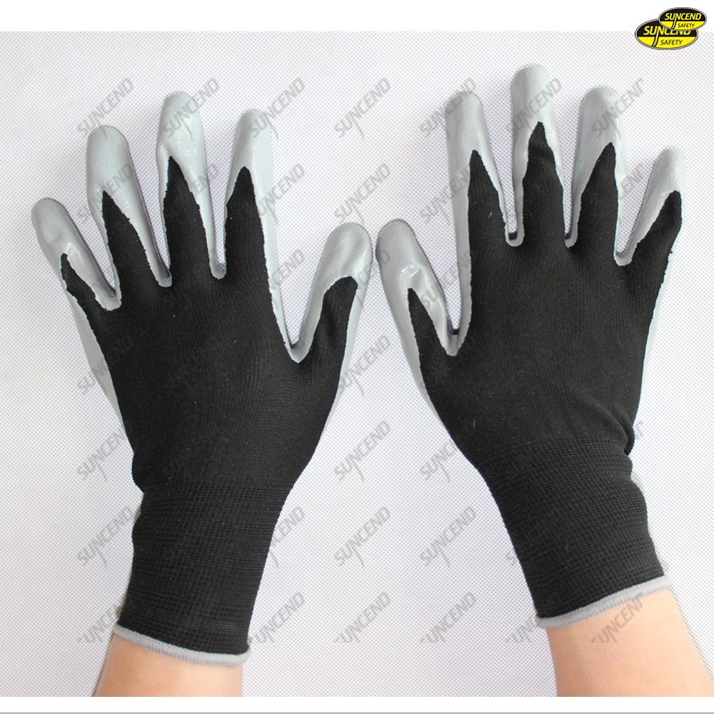 Nitrile coated smooth palm safety work gloves