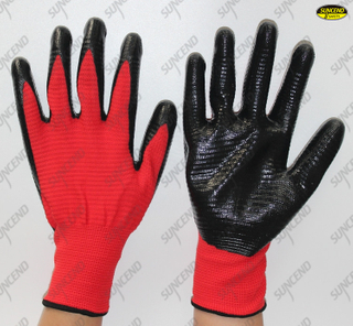 13gauge nylon zebra nitrile coated gloves