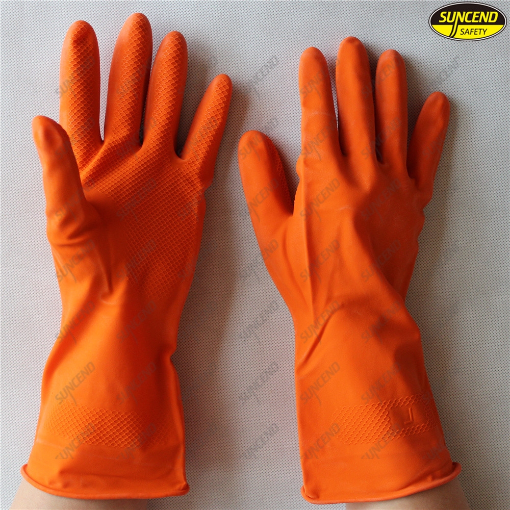 Long latex household glove for dish washing