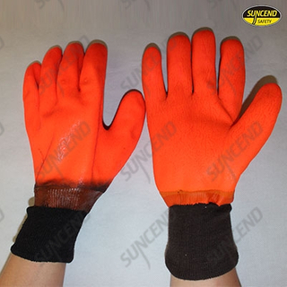 Hi-viz PVC coated winter use work gloves