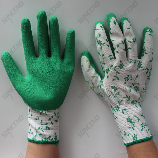 Light Weight Latex Palm Dipped Foam Finish Hand Gloves with Polyester/nylon Liner