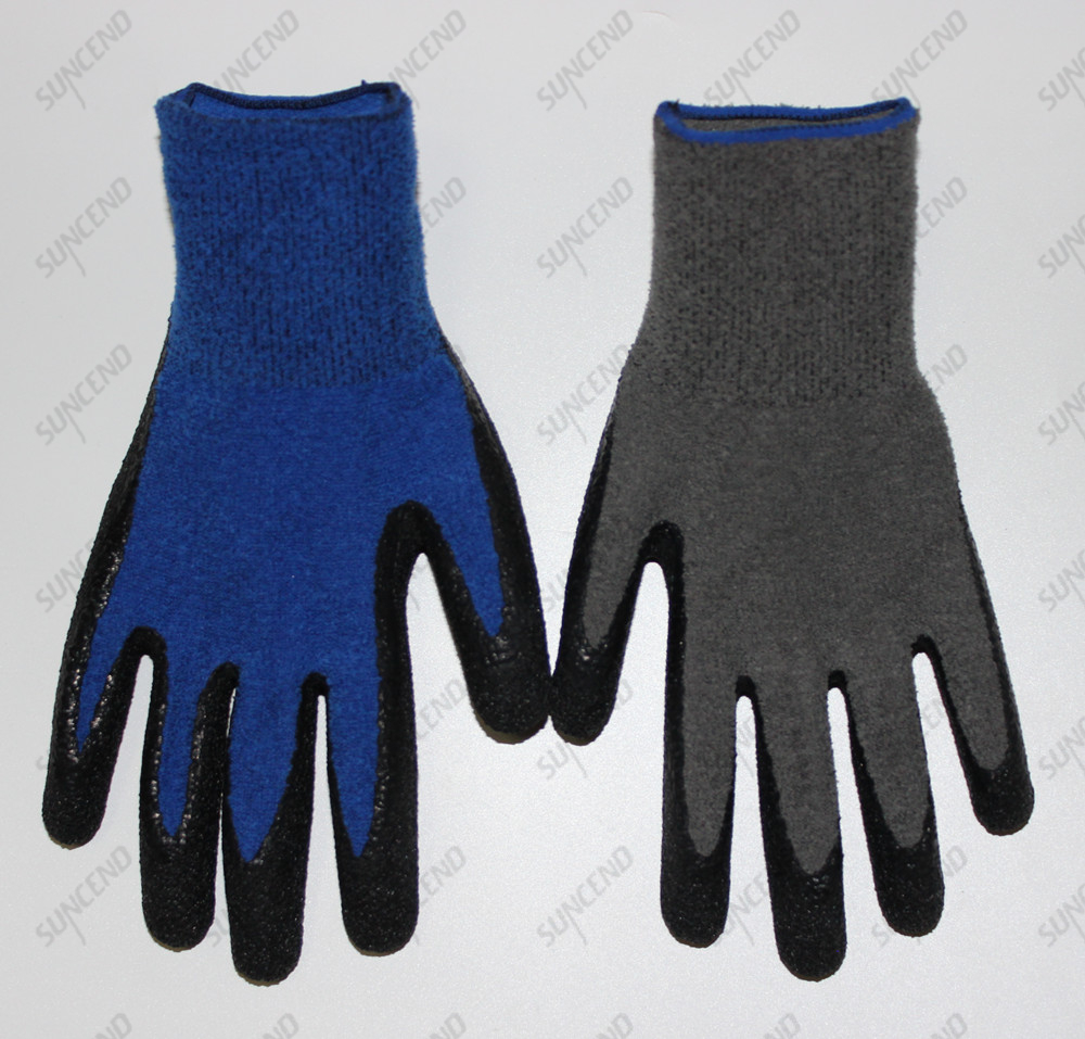 One layer winter hand protection work gloves for anti slip with 100% polyester liner