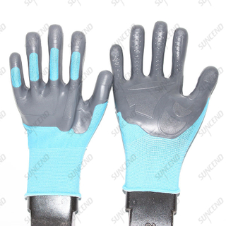 Soft And Anti Abrasion TPE Rubber Coated Mud Gloves with High Elastic Liner