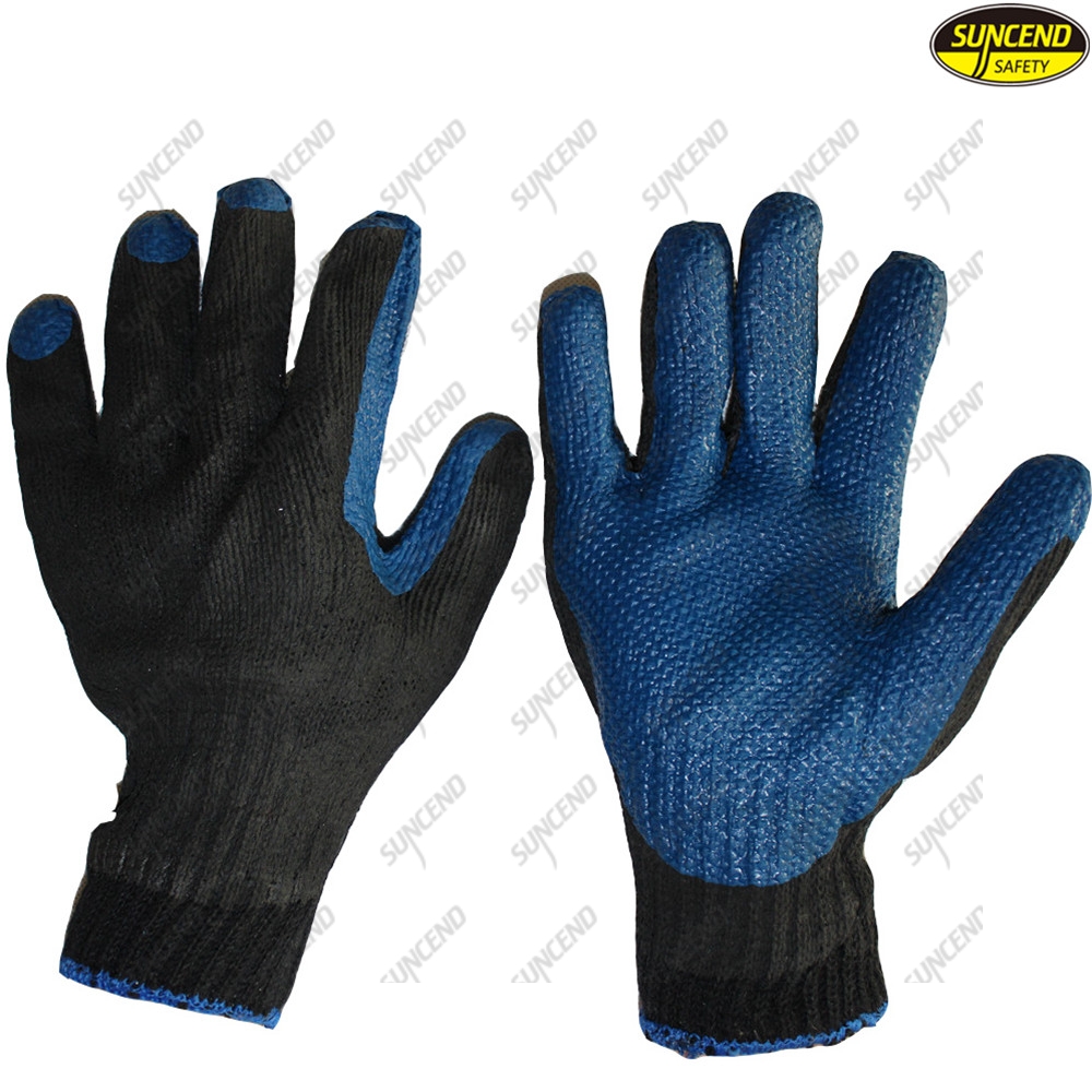 Soft rubber coated breathable polycotton liner industrial gloves