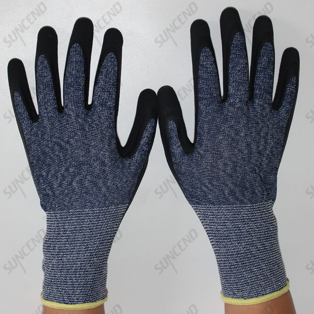 China Factory Best Seller High Elastic Wire Sandy Nitrile Work Gloves