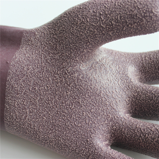 100% thick cotton liner micro sandblasting anti slip purple latex gloves