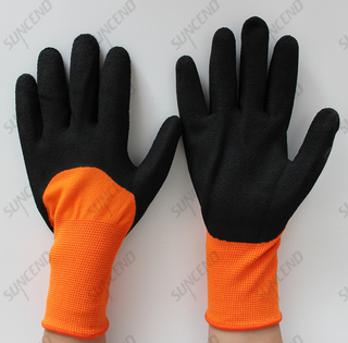 3/4 Palm And Back Coated Sandy Finish Work Glove with Black Nitrile Dipped