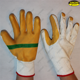Multi function soft rubber coated 7g polycotton liner safety gloves