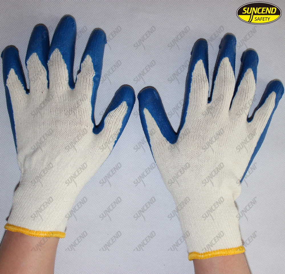 Natural latex palm coated smooth finish industrial work gloves