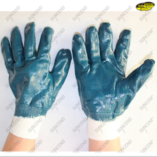 Green smooth nitrile jersey liner work gloves
