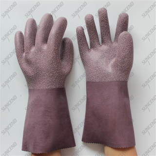100% thick cotton liner micro sandblasting anti slip purple latex gloves