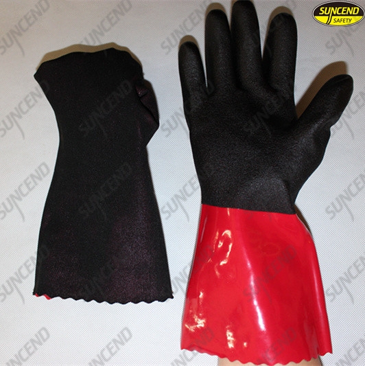 Cotton coated sandy finished PVC wholesale work gloves