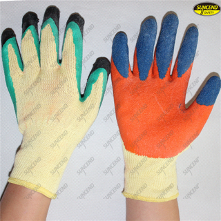 Finger double dipped crinkle latex safety labor gloves